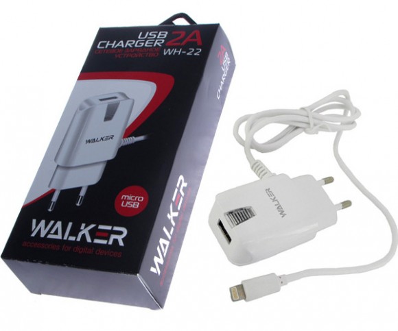 Сетевое зарядное устройство СЗУ WALKER 2в1 WH-21, 2.1A, 10,5Вт, USBx1, блок+кабель Micro (белый)