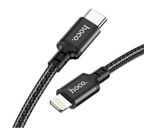 Кабель зарядки  Type-C - Lightninig  HOCO X14 PD  (1M, 3A) Нейлон (Черный) 