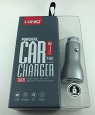 Автомобильное зарядное устройство USB LDNIO C407Q (2 порта, быстрая зарядка+microUSB кабель)