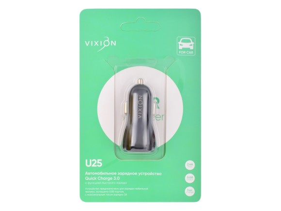 AЗУ VIXION U25 Quick Charge 3.0 (1-USB/2.4A;1-USB/3.1A) (черный)