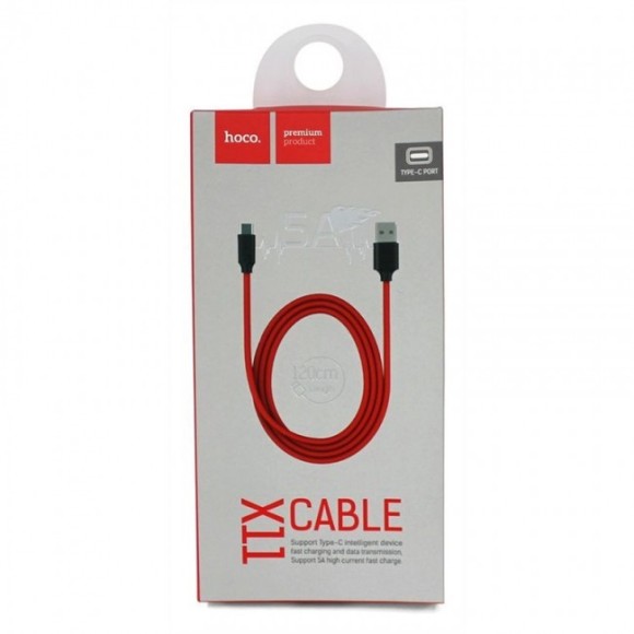 Кабель USB - Type-C Hoco X11 (1.2 м, 5А) Красный