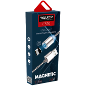 Кабель зарядки магнитный USB - lighting WALKER C590 (Нейлоновая оплетка , 1м) Чёрный