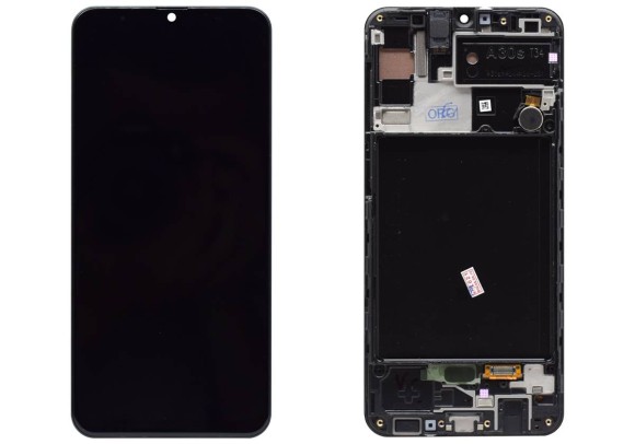 Дисплей для Samsung Galaxy A30s (A307F) в сборе с тачскрином + рамка Черный - Оригинал V