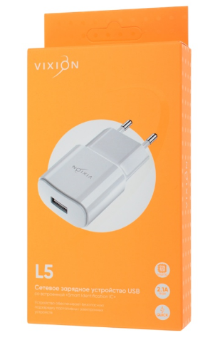 СЗУ (Зарядное устройство) VIXION L5 (1-USB/2.1A)  