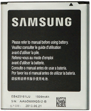 Аккумулятор EB425161LU для Samsung Galaxy Ace 2 (i8160)/ Galaxy S3 mini (i8190)/ Galaxy S3 mini VE (i8200)/ Galaxy Trend (S7390)/ Galaxy Trend Duos (S7392)/  Galaxy S Duos (S7562)/ Galaxy J1 mini (J105H)/ Galaxy J1 mini Prime (J106F)