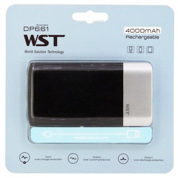 ЗУ Power bank "WST" DP661 4000 mAh (100% ёмкость+IC65%), черное