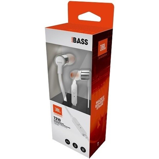 Наушники проводные (Гарнитура) JBL T210 (вакуумные) Серые - Оригинал