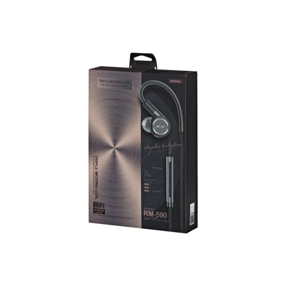 Наушники-вкладыши Remax RM-590 (проводные) Черные